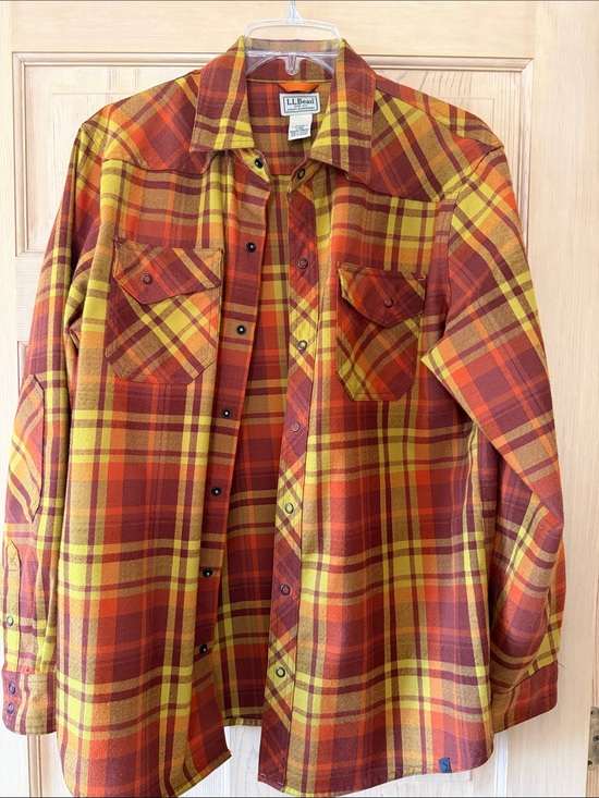 L.L. Bean Other - L.L. Bean Plaid Flannel Shirt - Yellow & Rust Orange